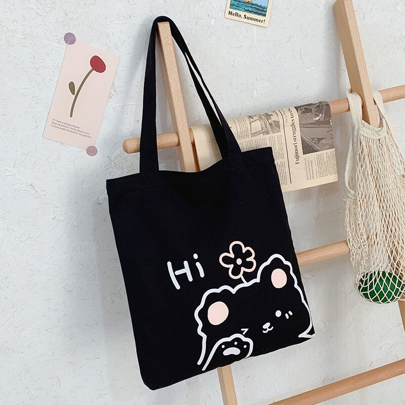 Xiaoqing New Canvas Bag Korean Style Shoulder Bag Women's Artistic Handbag Student Schoolbag Casual Large Capacity Shopping Bag