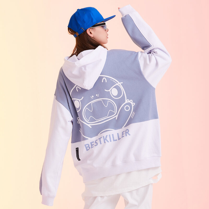 BTK Joint Name Spring and Autumn Fashion Brand Little Monster Hooded Sweater Men's Contrast Color Hoodie Couple Loose National Fashion Ins Coat