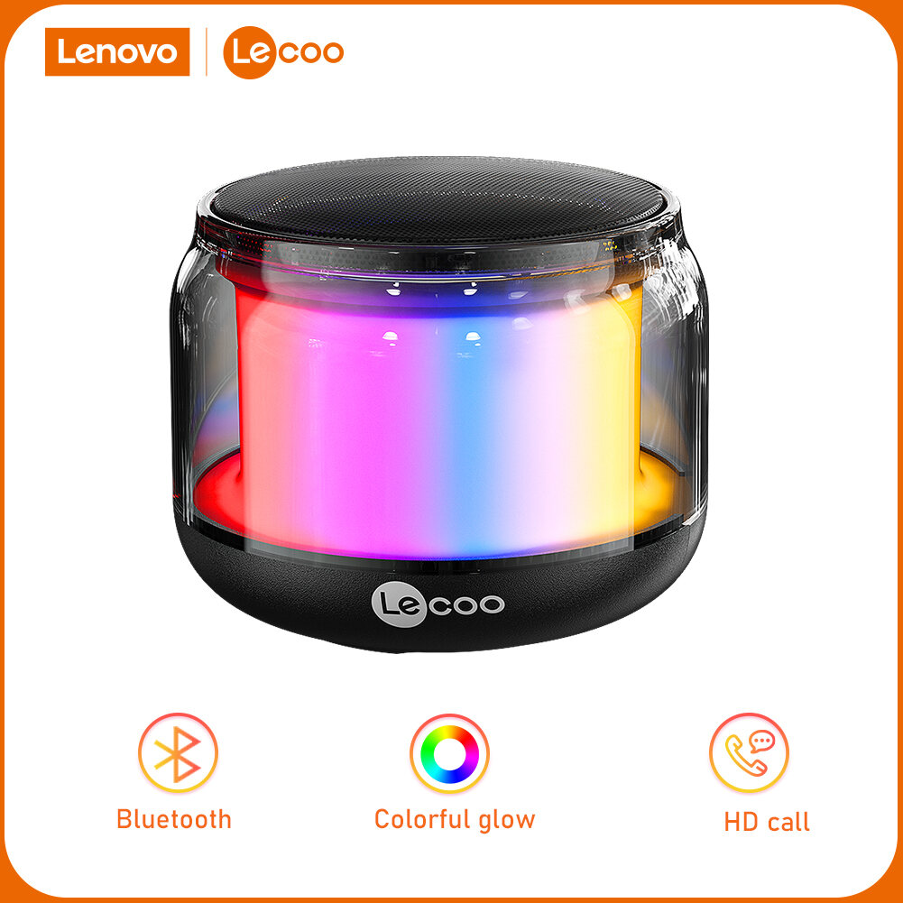 LECOO DS106 mini portable speaker multi-function bluetooth speaker compact lightweight cool lighting effect 360-degree stereo surround sound heavy bass for laptops tablets desktops TVs mobile phones