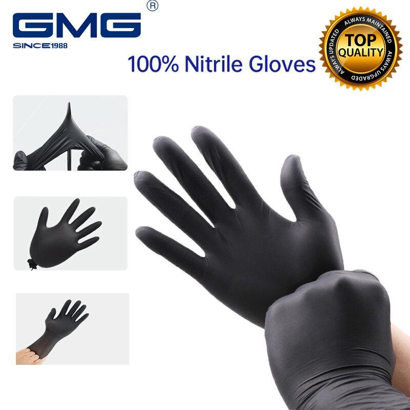 GMG 4.5g black disposable nitrile gloves good grip excellent protection Non-slip Safety Work Gloves Kitchen Garden Mechanics Gloves comfortable gloves