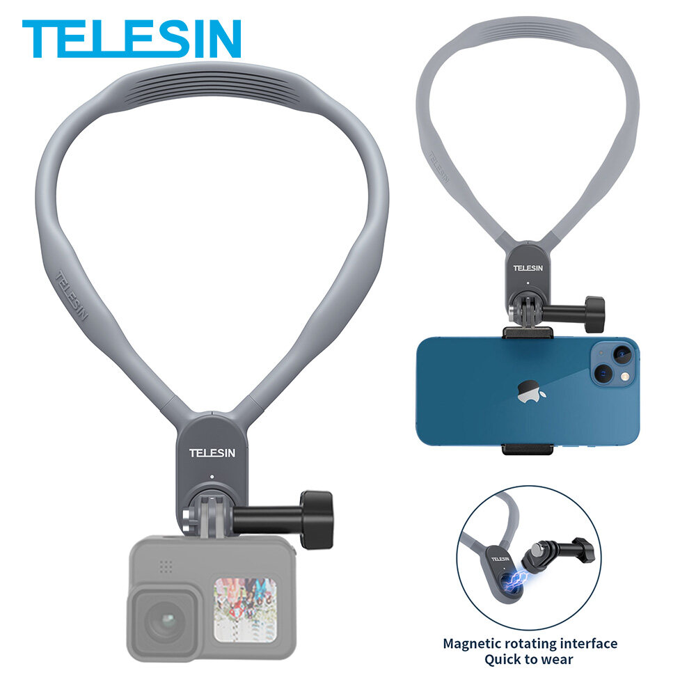 TELESIN Smartphone Chest Mount Soft Silicone Magnetic Neck Hold Quick Release for GoPro Insta360 Osmo Action EKEN IPhone Samsung