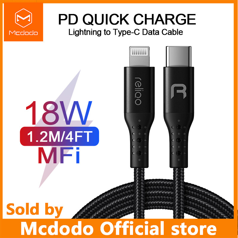 Mcdodo Apple official certification MFI USB-C PD Fast Charging Cable Type C to For Lightning 20W 2A Charger Data USB C to For  iphone 12 pro max iPhone 11 Pro Max iPhone XR XS Max 8 PD ISO 14 Cable