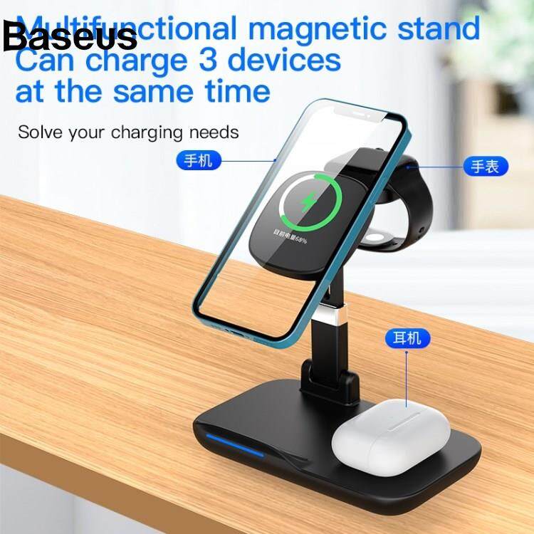 Baseus YF-T8 3-in-1 15W Magnetic Wireless Charger 15W Cordless Charger Portable Charging Stand with Indicator Light