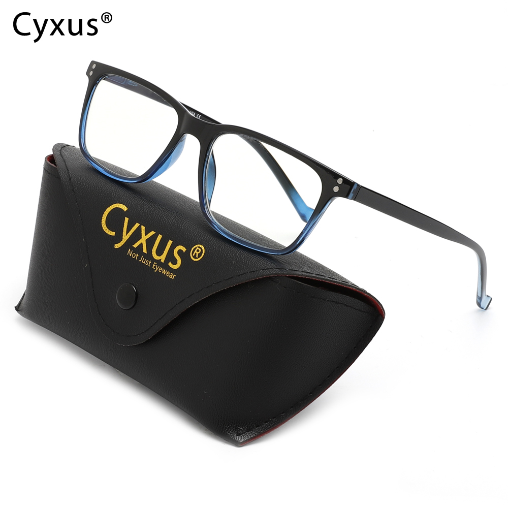 Cyxus Anti Blue Light Reading Glasses Rectangle PC Lens Computer Glasses Readers  Choose Your Magnification (+100-+300 )   2083/2084/2085