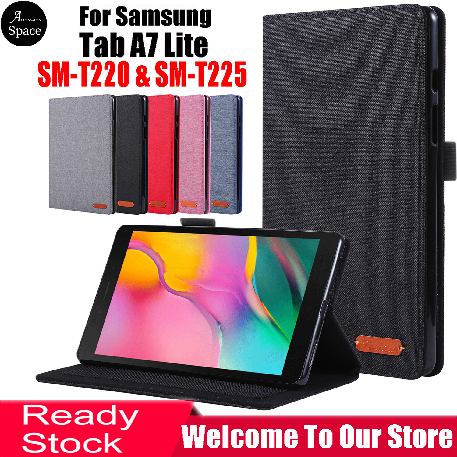 Tablet Flip Case for Samsung Galaxy Tab A7 Lite 8.7" Frosted Denim Style Leather Cover Stand Card slot Fashion Classic SM-T220 SM-T225 T220 T225