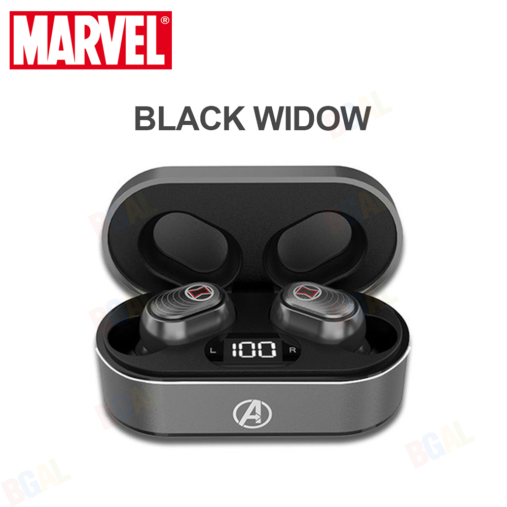100% Authentic Marvel True Wireless Earphones Stereo Earbuds with LED Display Bluetooth V5.0 Wireless Earphones Iron Man Mini TWS Captain America Black Widow Spider Man BTMV09