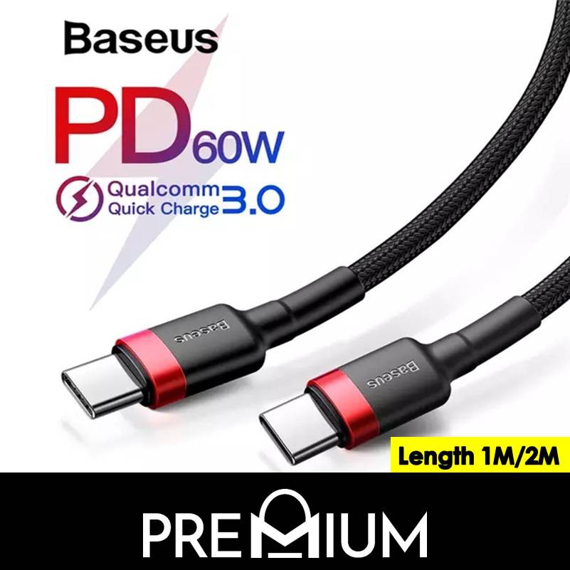 BASEUS Cafule Series 1M 2M Type C to Type C USB C Super Fast Charge Nylon Braided Cable PD 60W 100W 20W QC3.0 3A Quick Charge Cable Compatible with  iP 13 12 11 Pro Max Samsung S22 S21 S20 plus ultra 