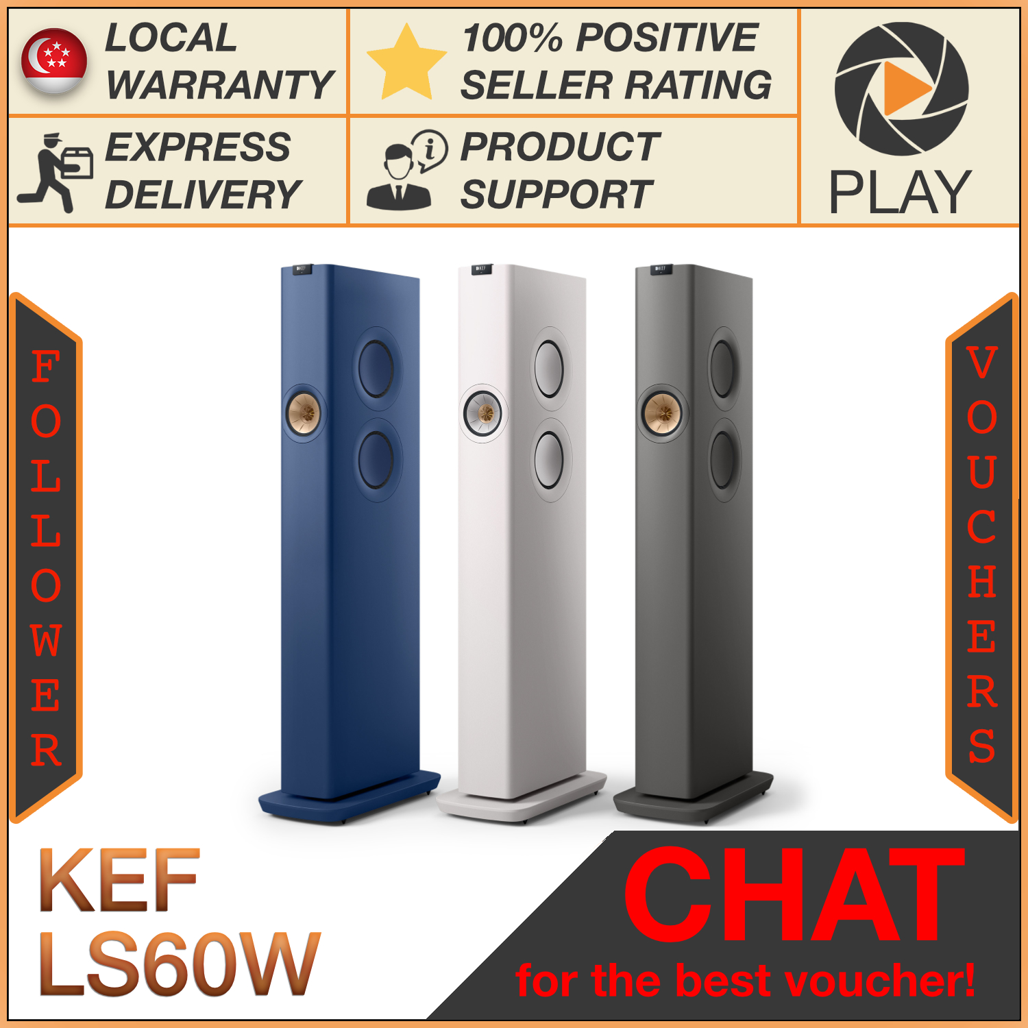 KEF LS60 Wireless HiFi Speakers LS60W (FOC installation)