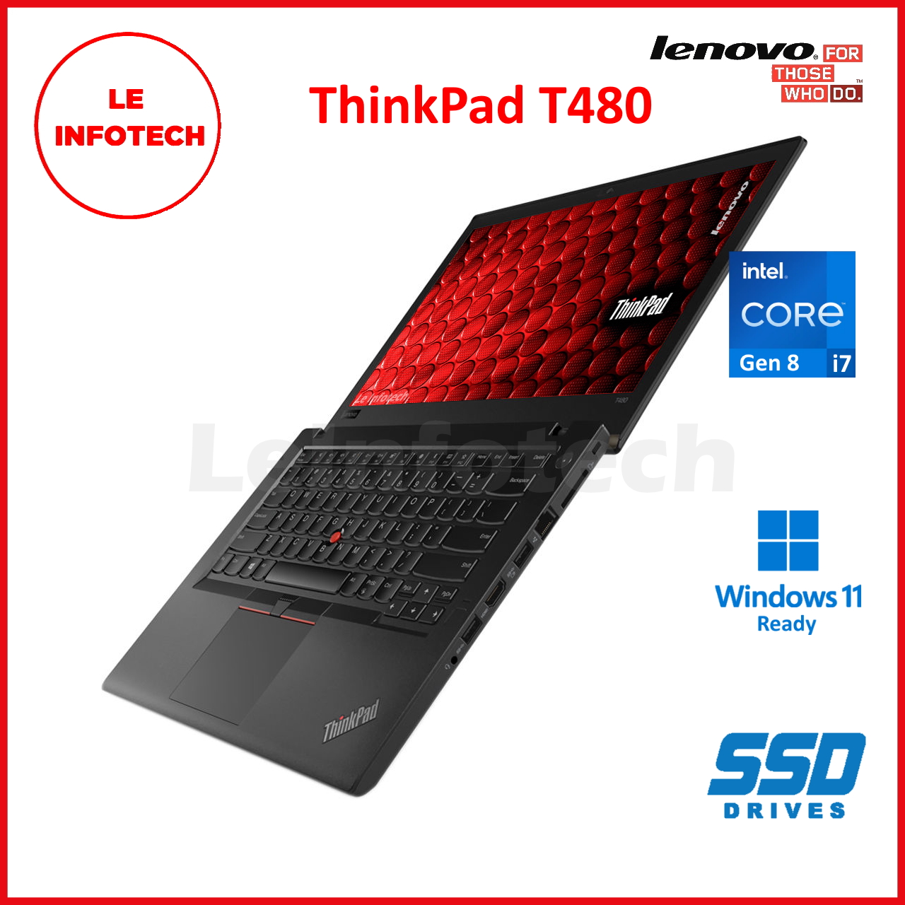 Lenovo ThinkPad T480 14” Laptop Gen8 Intel Core i7/i5 8/16/32GB 256/512GB SSD HDMI USB-C ThunderBolt 3 WebCam W11Pro Used