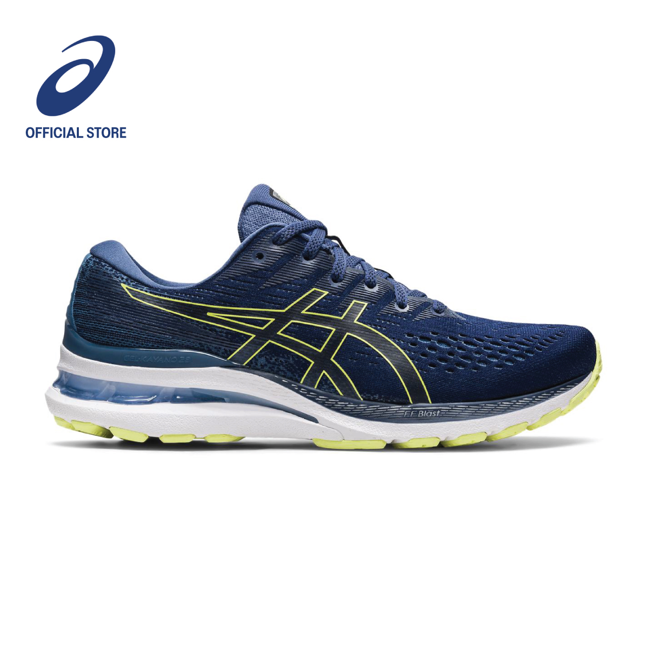 ASICS Men GEL-KAYANO 28 Running Shoes in Thunder Blue/Glow Yellow