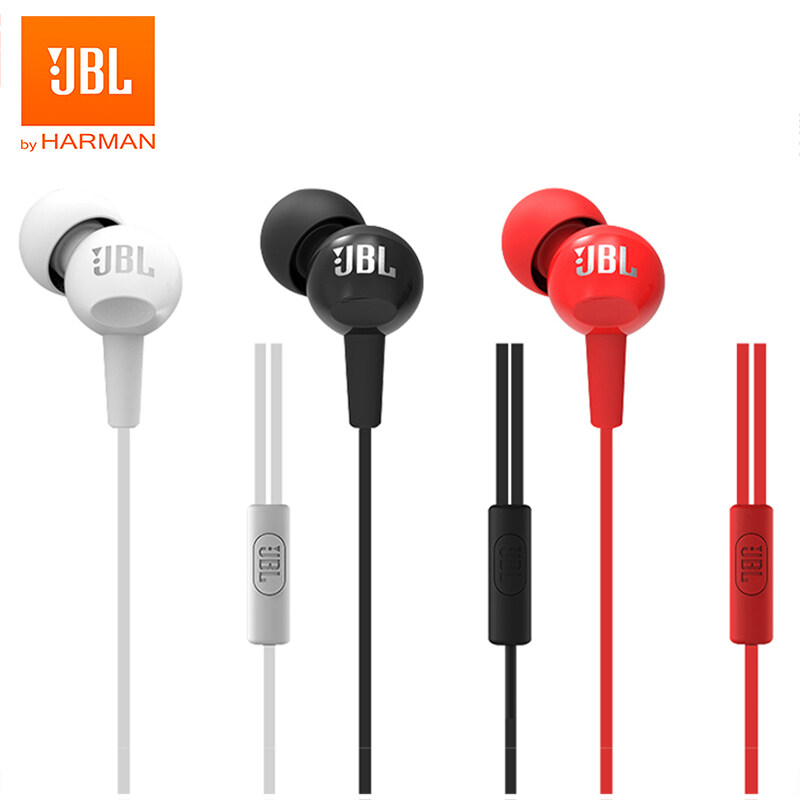 Original For JBL C100Si 3.5mm Wired Stereo Earphones Deep Bass Music Sports Headset Running Earphone Hands-free Call with Microphone