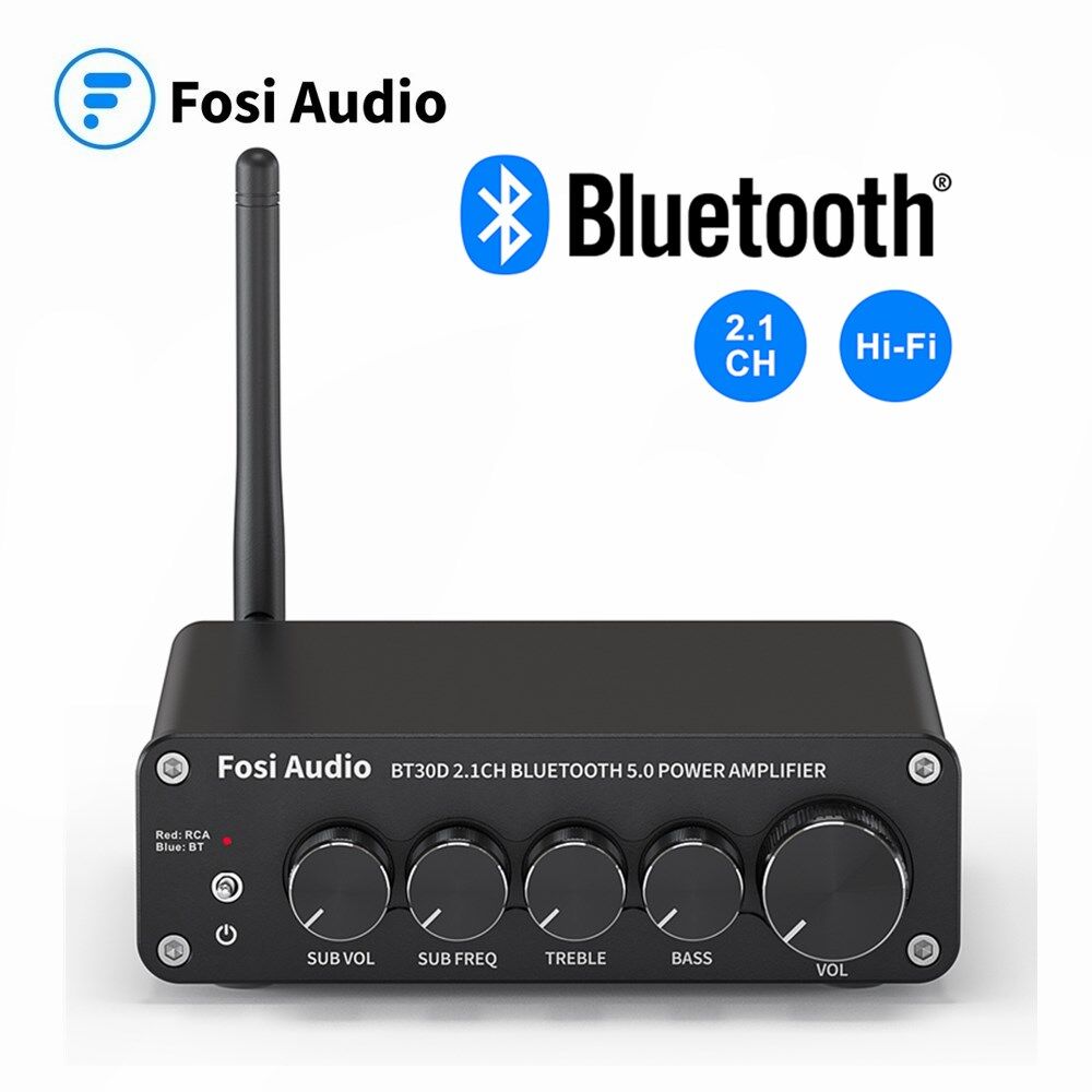 2020 Newest Fosi Audio BT30D Bluetooth Sound Power Amplifier 2.1 Channel Bass & Treble Control Amp Audio Subwoofer 100W + 50W x2 Amp With 24V Power Supply