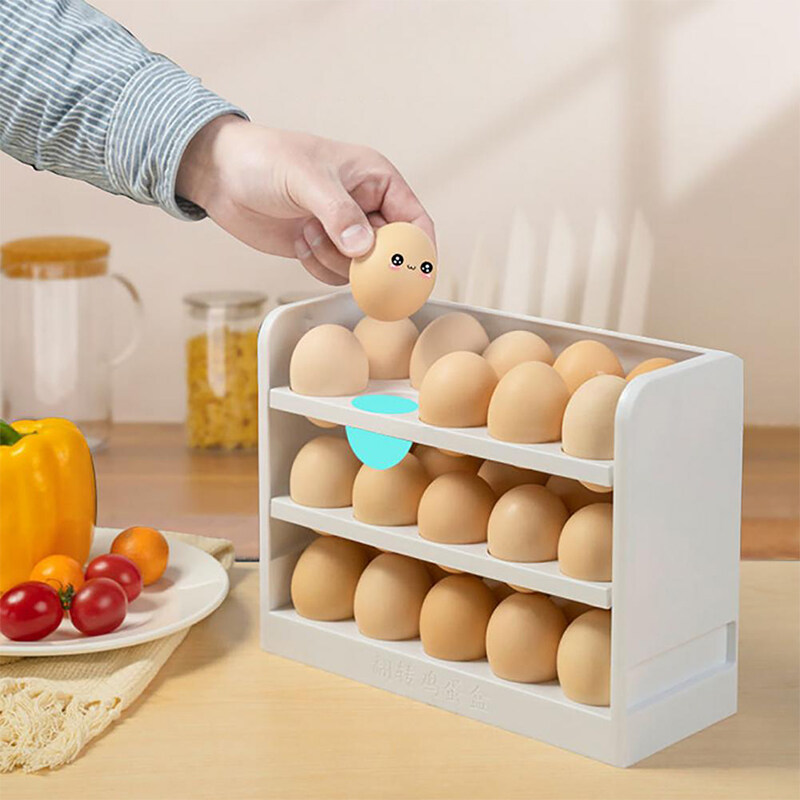Dulcii Egg Holder Tray Egg Carrier Box Dispenser Container Refrigerator Eggs Holder Eggs Protect Container Three Layer Egg Tray Refrigerator Storage Box Kitchen Rack