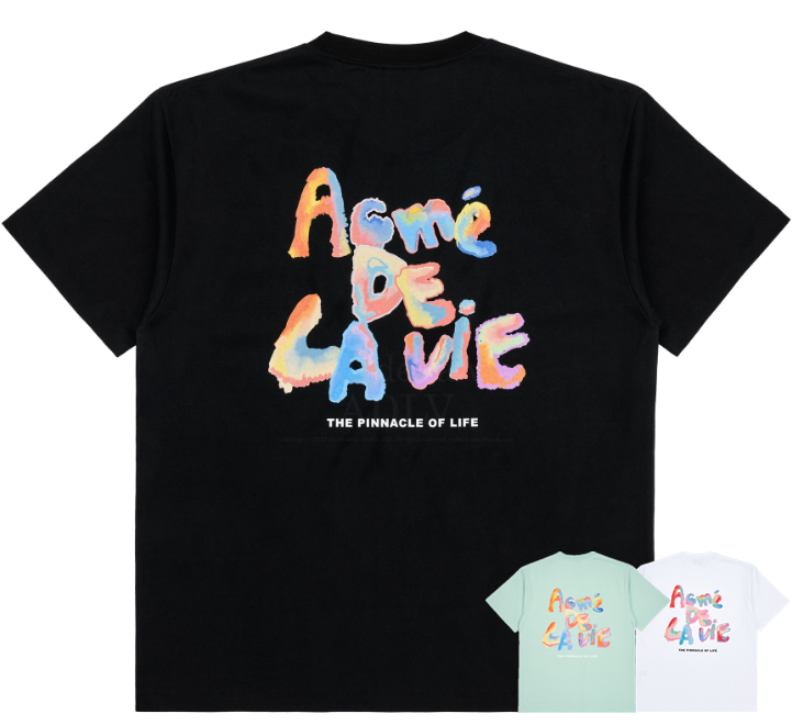 [acme de la vie]100％ Authentic GRADATION CRAYON LOGO SHORT SLEEVE T-SHIRT BLACK ADLV
