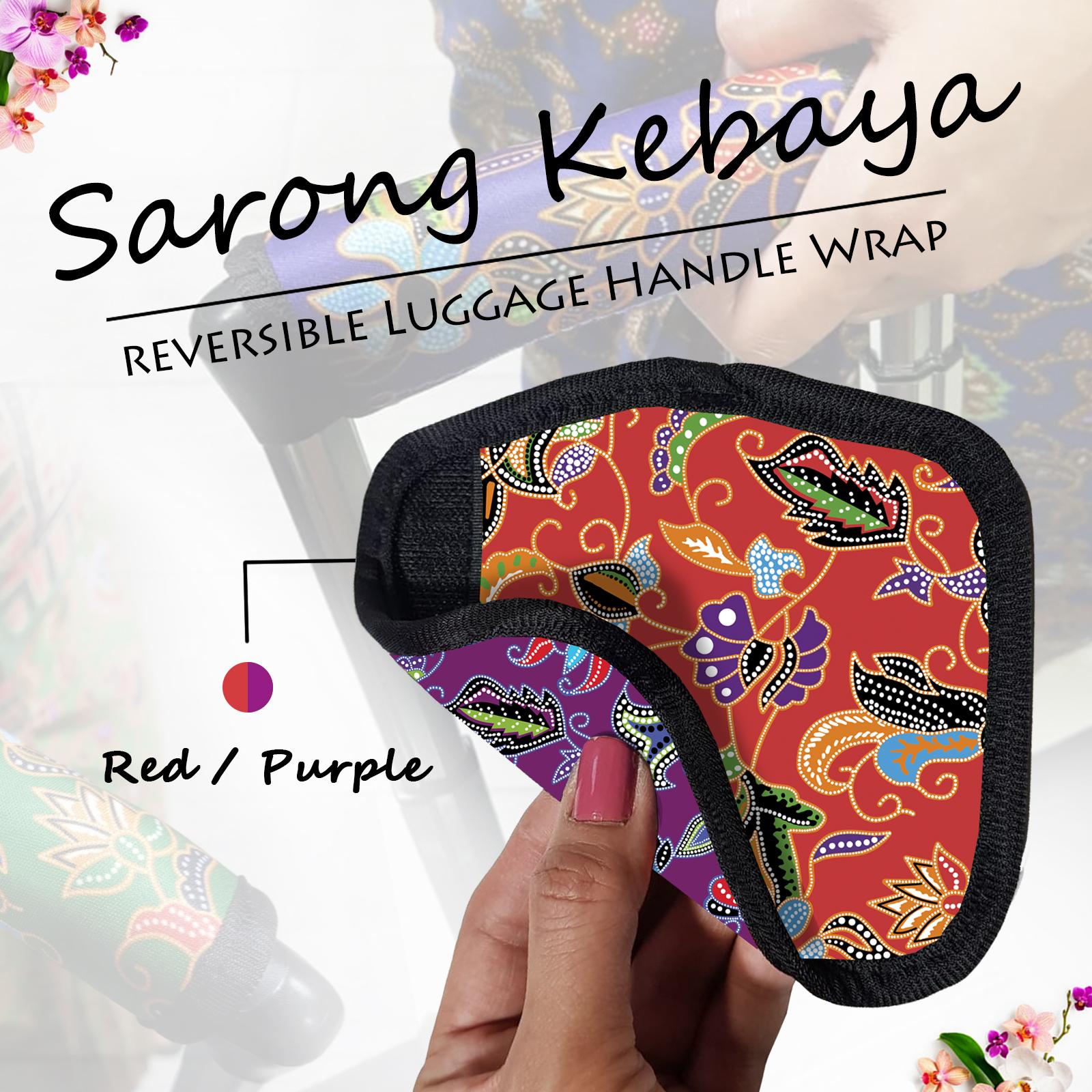 Reversible Singapore Airlines Sarong Kebaya Floral Soft Luggage Handle Grip Wrap Cover Luggage Identifier
