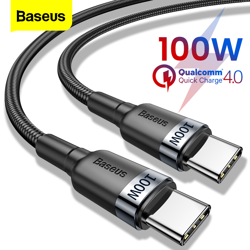 Baseus USB Type C To Type C Cable PD 60W 100W For ipad Pro 2021 Huawei Samsung Galaxy S9 S10 S20 Note 10 Nintendo Switch Fast Charger Cable For Macbook Pro Support Quick Charge 4.0 USB Cable