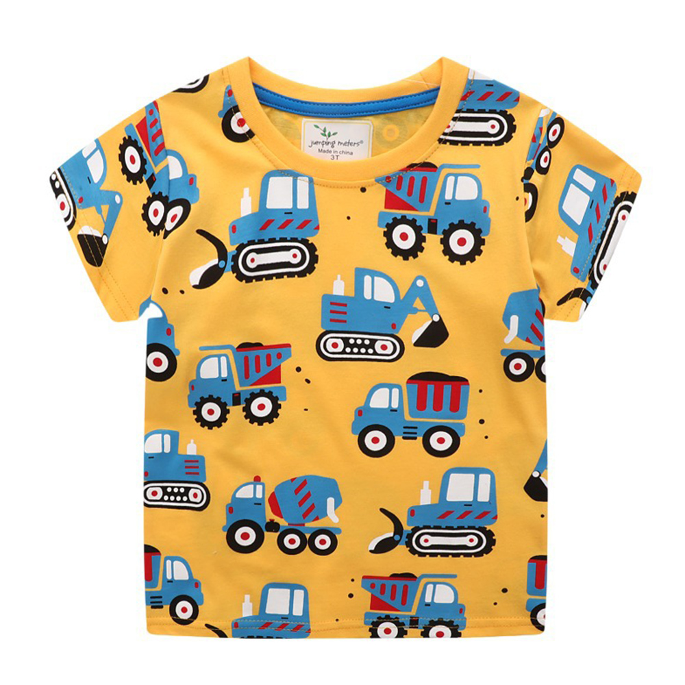 Summer New Arrival Kids Boys Tshirts Cartoon Excavator Bulldozer Prints Children T-shirts 1-7 Years