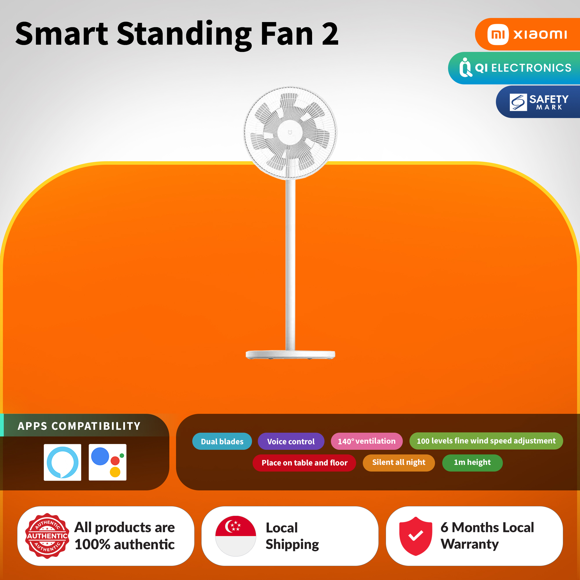 Xiaomi Mijia Mi Smart Standing Fan 2 - (English Version) Smart Control Using App