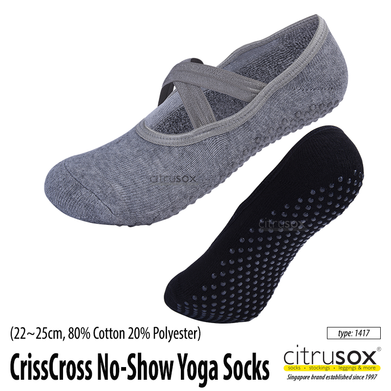 CITRUSOX [3 Pairs] Anti-Skid Nonslip Yoga / Pilates No-Show Flexible Socks (22-25 cm) #1417