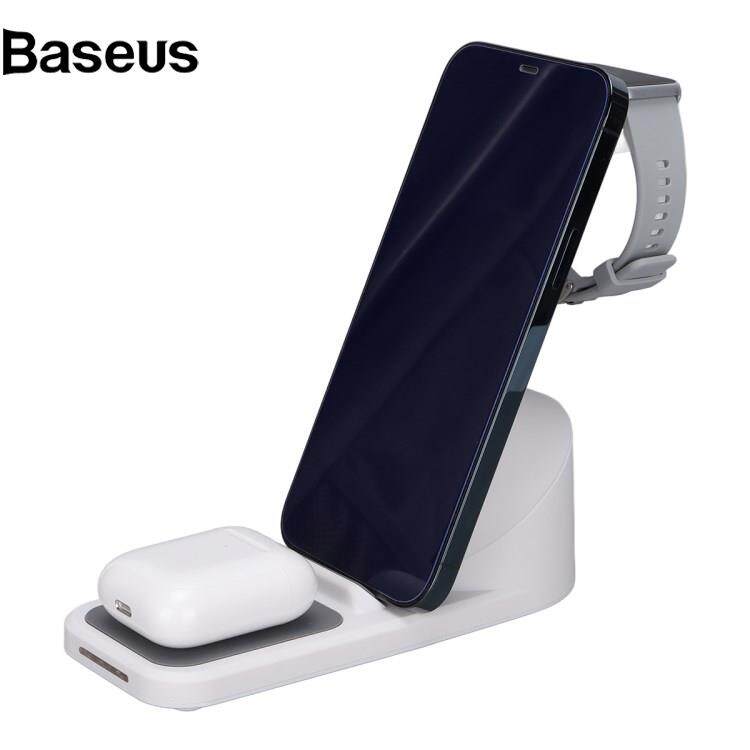 Baseus T8 Pro 3 in 1 Desktop Wireless Charger for iPhone / iWatch / AirPods 15W Max Rotatable Charging Dock Stand
