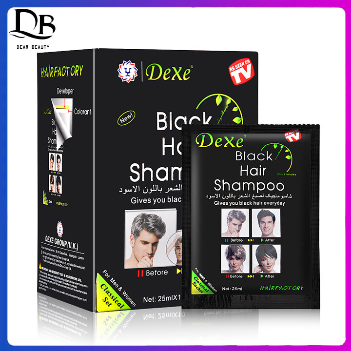 10pcs/lot Dearbeauty Black Hair Dye Shampoo Only 5 Minutes Grey Hair Removal Dye Hair Coloring Cream Building Fibers Hair Care