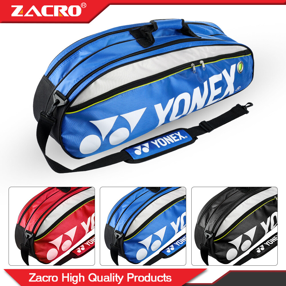 Zacro[Ready Stock] Y-onex 9332 Badminton Bag Double Zips Bag with Shoes Compartment Shoe Bag+ 2 Main Packets 2 Sides Pockets +1 Sling Straps Maximum capacity can hold 6 badminton rackets