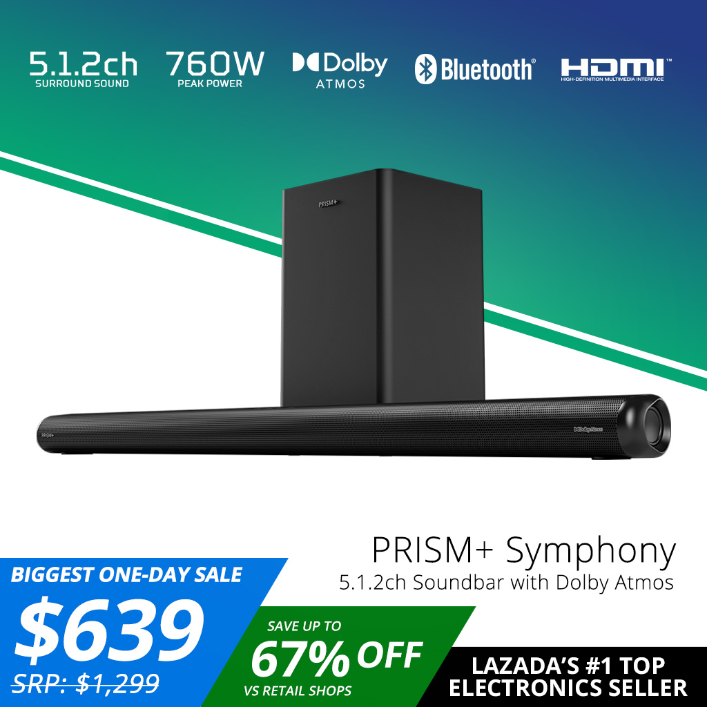PRISM+ Symphony 5.1.2ch Soundbar with Dolby Atmos | 760W | Wireless Subwoofer | Wireless Music Streaming | Bluetooth 5.0