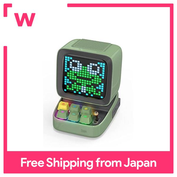 Divoom Ditoo Portable Bluetooth Speaker 3.55 inch LED Screen Pixel Display, DSP Wireless Speaker APP Control, Audio HD, Mechanical Keyboard, Port Micro SD, Green