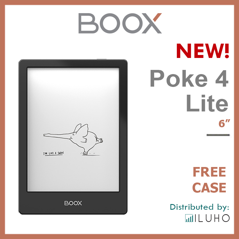 Onyx Boox Poke 4 Lite 6 Inch Quad Core Processor Android 11 E-ink Reader (16GB Storage, 2GB RAM) + Free Flip Case