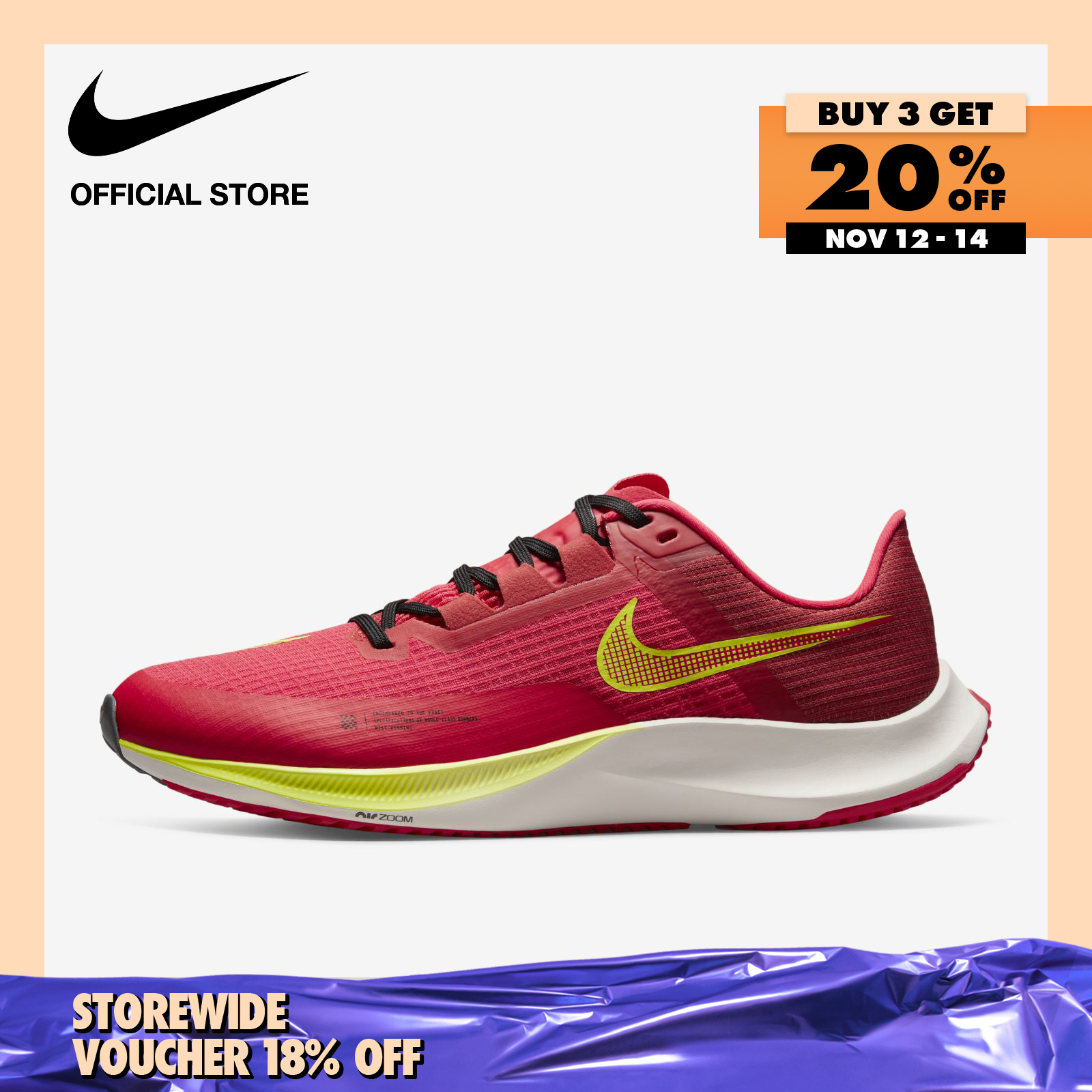 Nike Men's Air Zoom Rival Fly 3 Road Racing Shoes - Siren Red