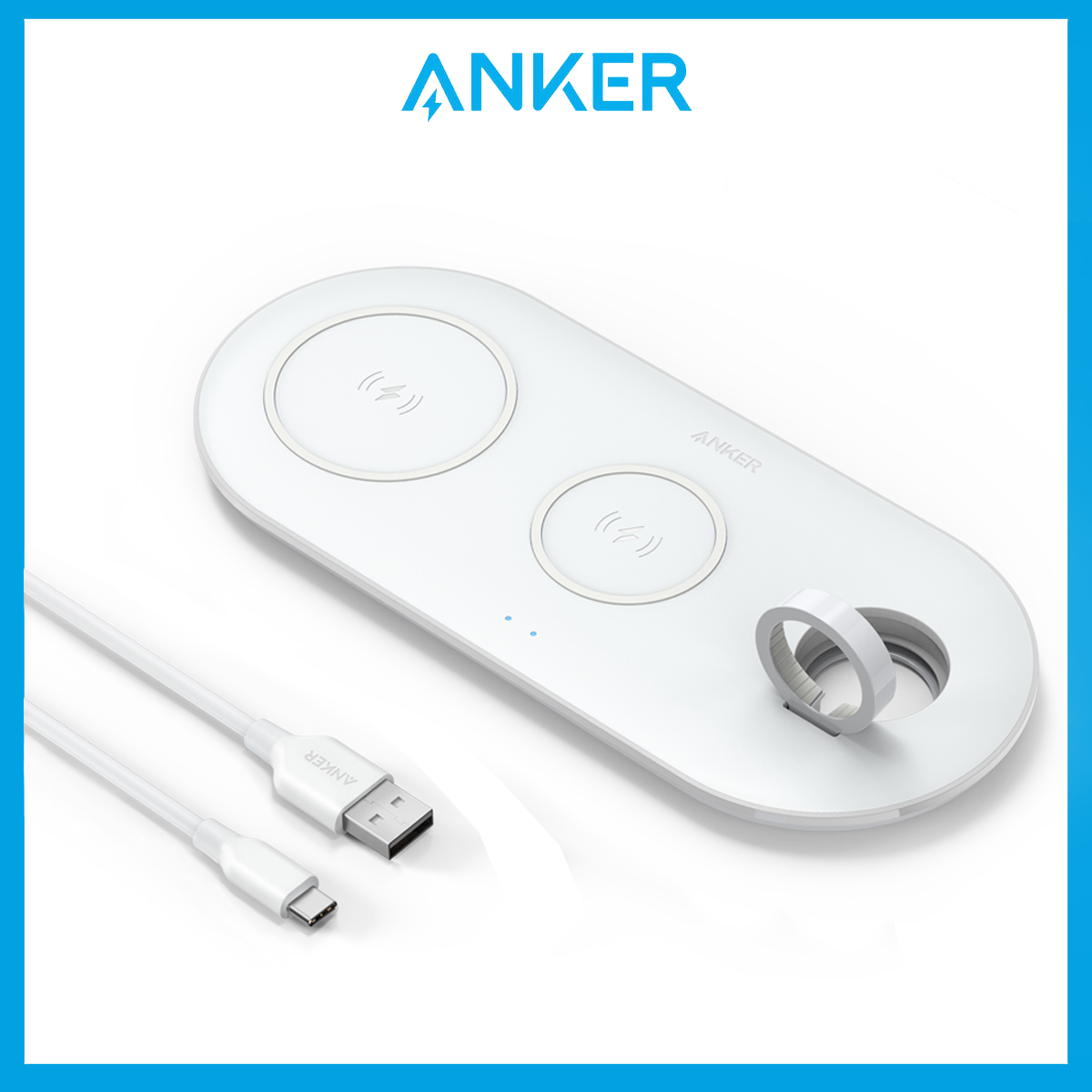 Anker PowerWave 3-in-1 Qi-Certified Pad Wireless Charging Station for Apple Products, iPhone 12, 12 Mini, 12 Pro, SE, AirPods Pro (Watch Charging Cable & AC Adapter Not Included)