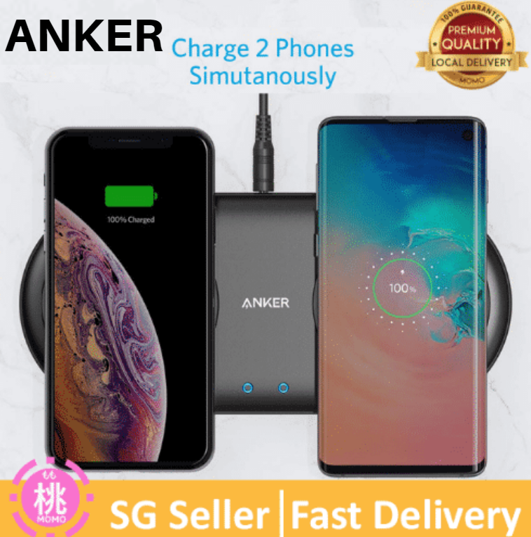 Anker PowerWave 10 Dual wireless charging Pad, Qi Certified 7.5W Compatible iPhone XS Max/XR/XS/X/8/8 Plus, 10W Charges Galaxy S10/S10+/S9/S9+/S8/S8+/Note 8, and 5W Charges All Qi-Enabled Phones, DC A