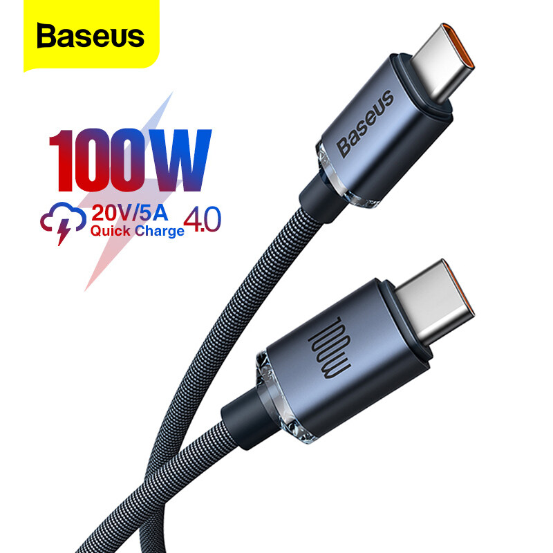 Baseus 100W USB C To Type C Cable For Macbook iPad Supercharge 5A PD Fast Charging USBC Cable For Xiaomi Samsung Huawei