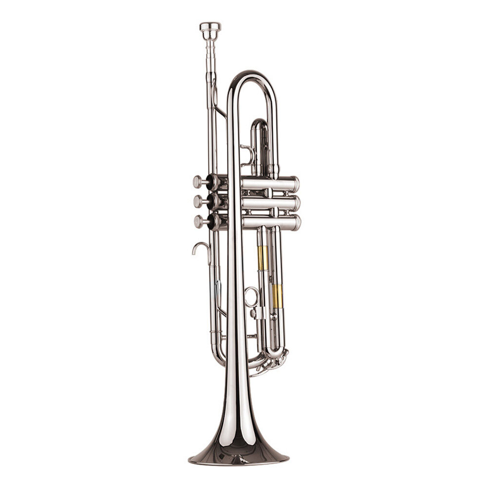 Standard Bb Trumpet Brass Material Nickle Plated Wind Instrument with Mouthpiece Carry Bag Gloves Cleaning Cloth
