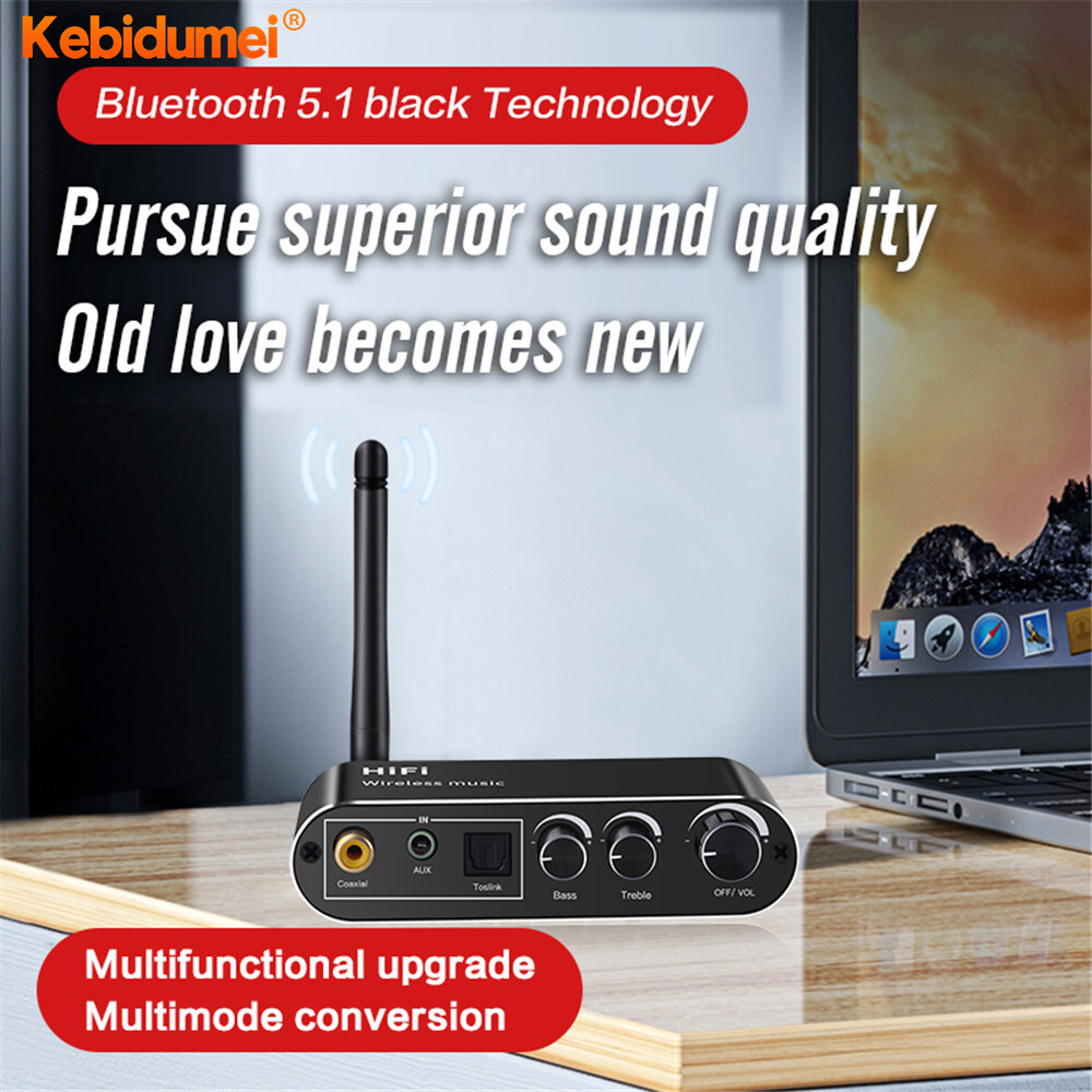Kebidumei Bluetooth 5.1 Receiver Optical Fiber Coaxial Audio Decoder Converter for Old Audio Amplifier Computer T-V