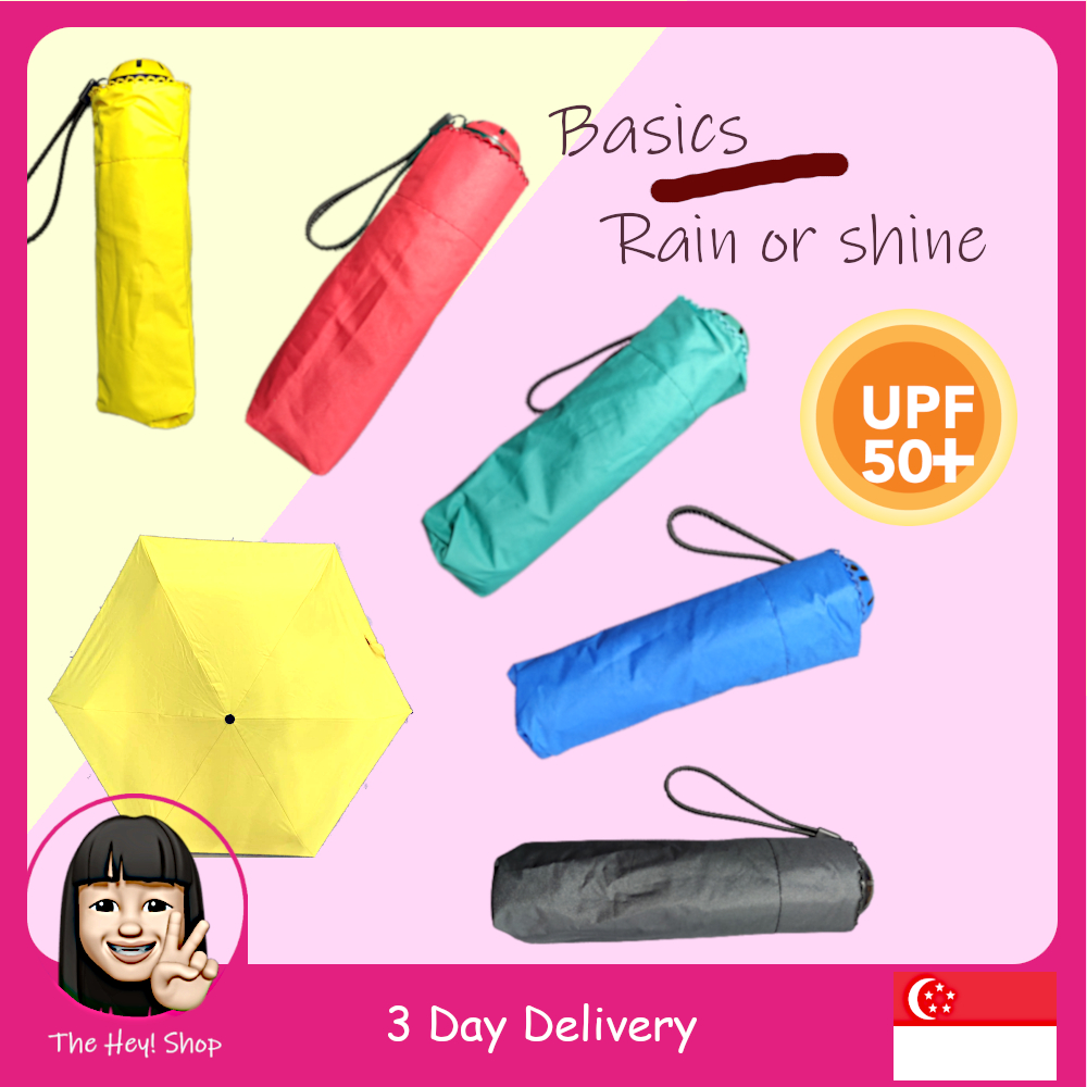 Mini Small Foldable Umbrella | UV UPF 50+ | Fast Drying | Manual Open and Close | Small Lightweight (175g-195g) | Designed in Singapore for Women (Ladies)