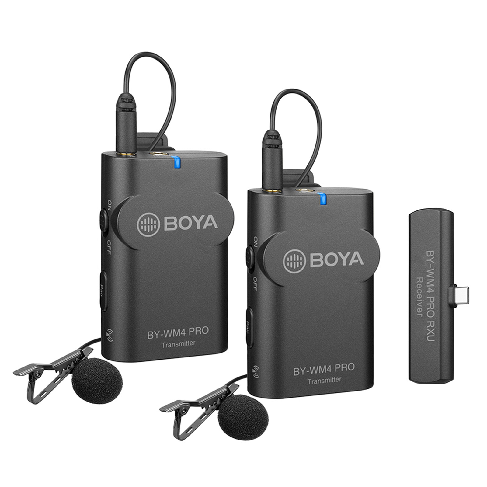 BOYA BY-WM4 PRO-K6 2.4G Wireless Microphone System (Transmitter * 2 + Receiver * 1) 60M Effective Range Compatible with Android Smartphones with Type-C Interface