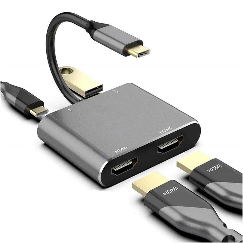 Type C HDMI Adapter 4K USB C to Dual HDMI USB 3.0 PD Charge Port USB-C Converter Cable for MacBook Samsung Dex Galaxy S10/S9