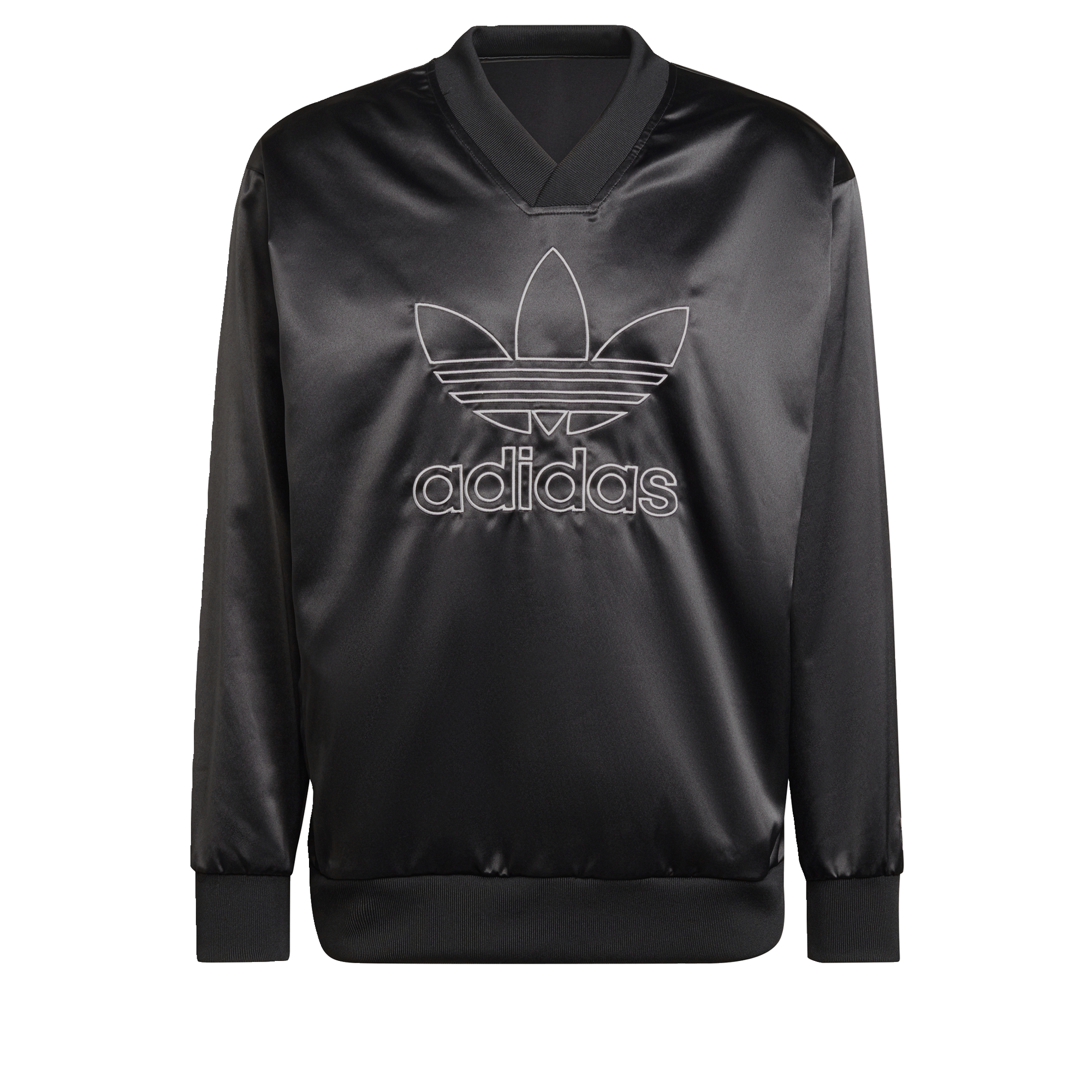 adidas ORIGINALS Adicolor Classics Trefoil Satin V-Neck Jersey Men Black H11434