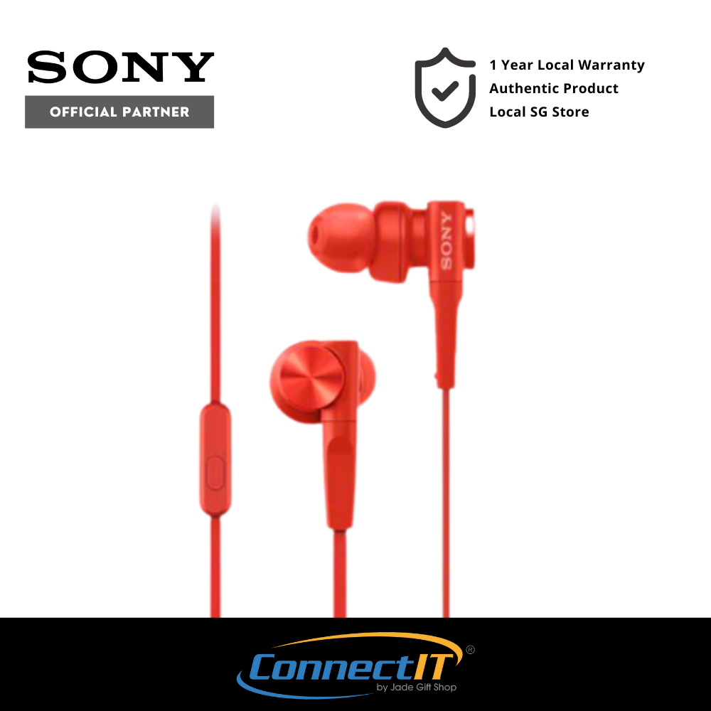 Sony MDR-XB55AP Extra Bass In-Ear Earphones For Smartphones (Red)