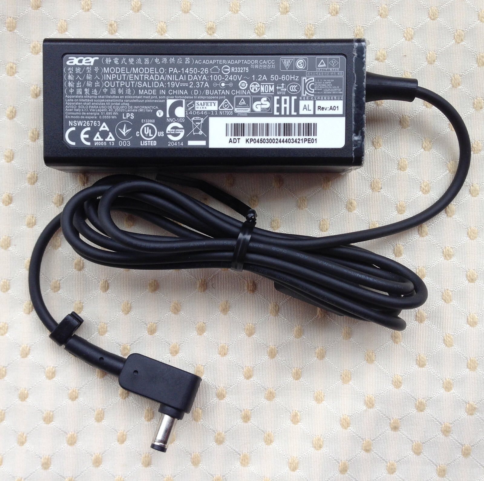 19V 2.37A 45W Laptop Ac Power Adapter Charger for Acer Aspire Swift 3 s7 391 V3-371 A13-045N2A PA-1450-26 ES1-512-P84G