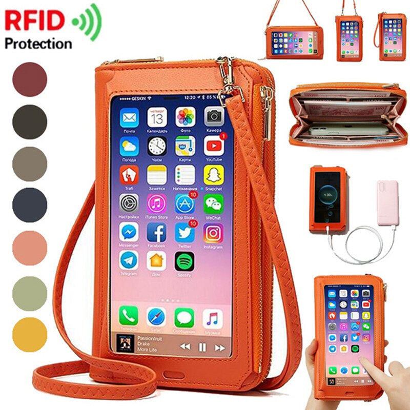 RFID Touch Screen Women phone Bag Cross Body Purse Shoulder Bag Mobile Phone Bag Waterproof Fashion Women Bag