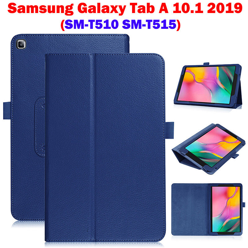 For Samsung Galaxy Tab A 10.1 2019 two-fold lychee pattern flip tablet holder shell for SM-T515/T510