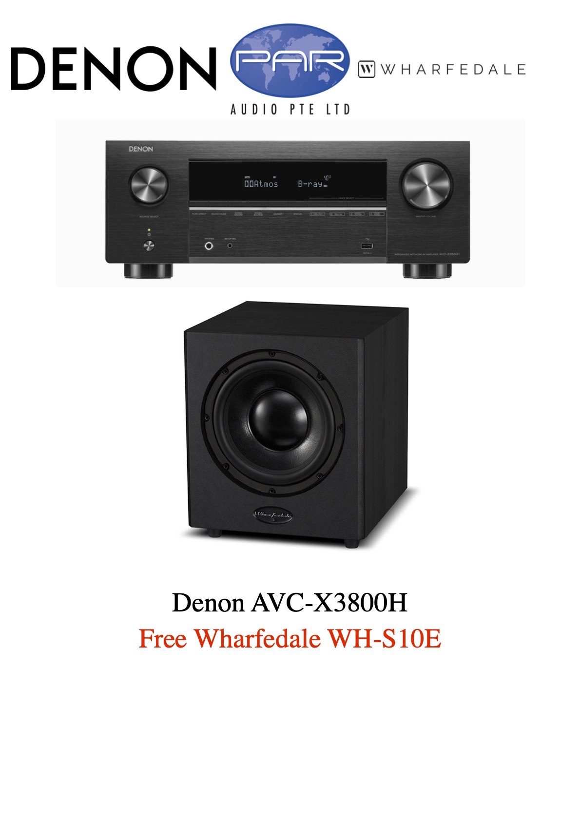 DENON AVC-X3800H WITH FREE WHARFEDALE WH-S10E active subwoofer, 8K video and 3D audio experience from a 9.4 channel receiver