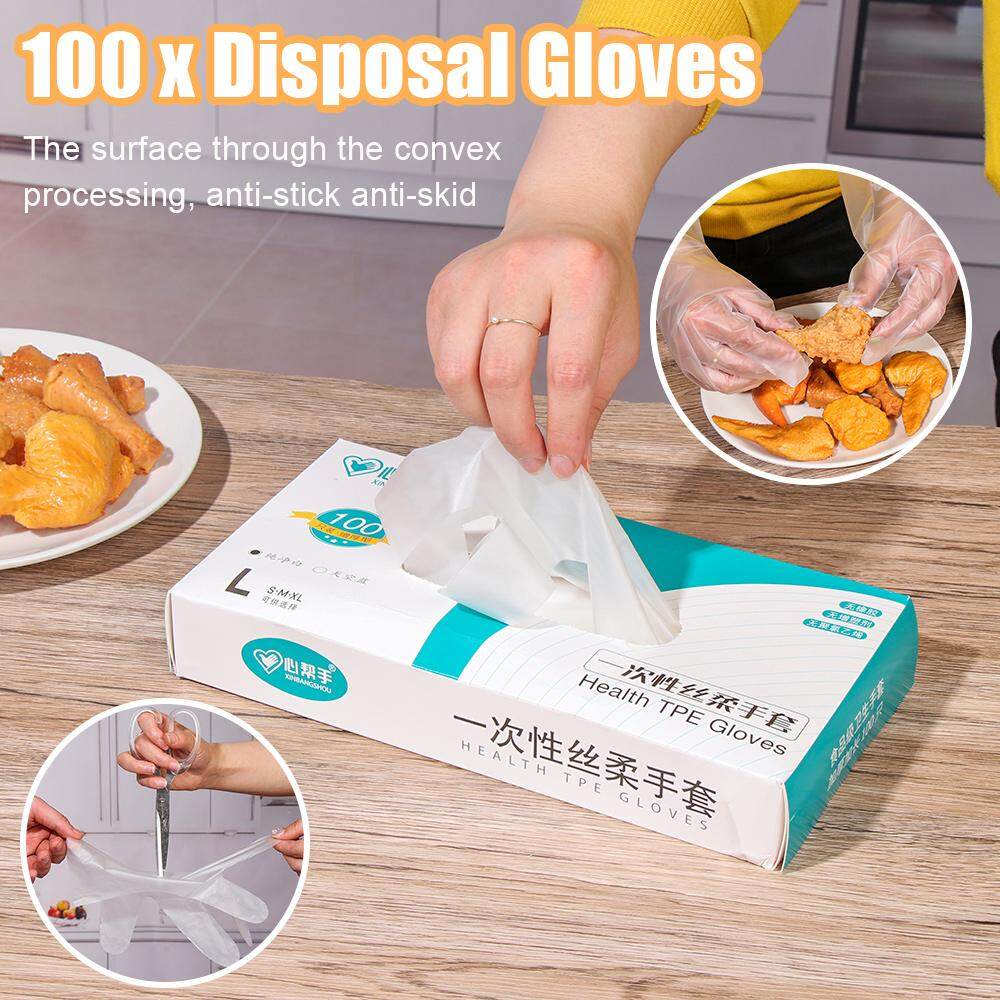 GUOGU Kitchen New Food Grade Household Cleaning Materials Safe Gloves Disposable Gloves Non-slip Multi-functional TPE Gloves