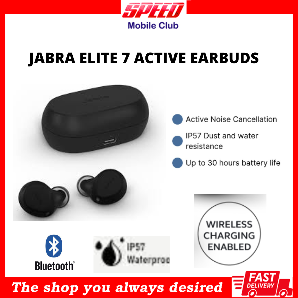 Jabra Elite 7 Active in-Ear Bluetooth True Wireless Waterproof Sports Earbuds with Active Noise Cancellation, Multipoint connectivity and Jabra ShakeGrip for Workouts and Active fit - Navy