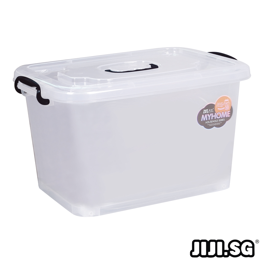 (JIJI.SG) LAURA Transparent Storage Box / Container / Stackable / Handle / Plastic / with Wheels / Space Saving / Organiser / jt