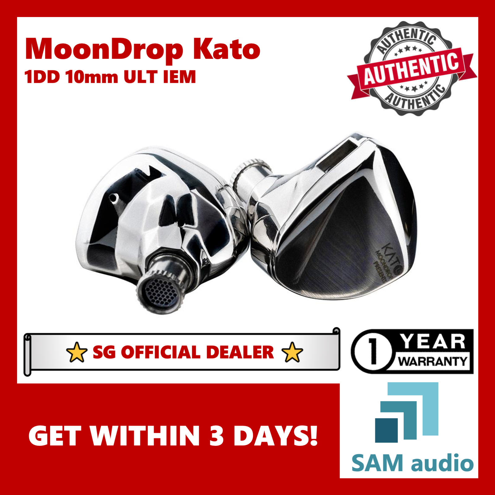 [?SG] MoonDrop KATO, 1DD 10mm ULT diaphragm 32Ω, VDSF response curve, Flagship Dynamic HiFi Audio IEM