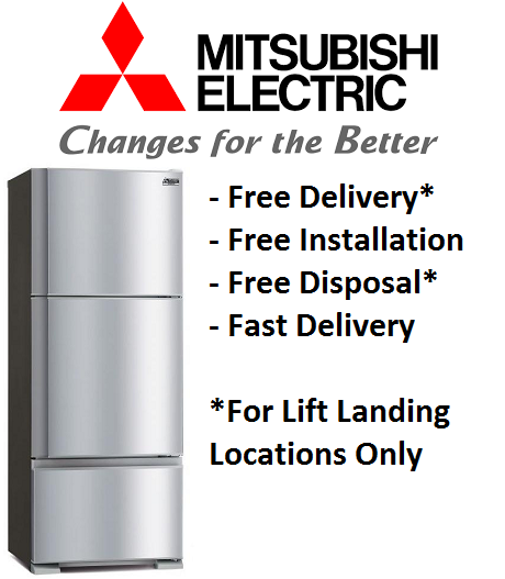 MITSUBISHI MR-V50E2G 358L STAINLESS STEEL 3 DOOR TOP FREEZER REFRIGERATOR