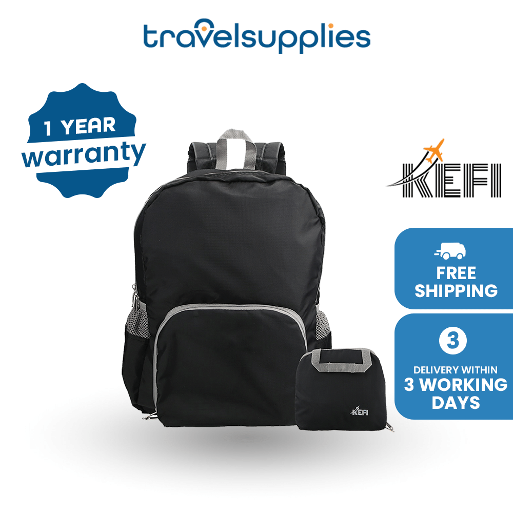 Travelsupplies Kefi Water Resistant Foldable Large Backpack Bag With Heavy Duty Zips for Men and Women plus 1 Year Warranty and Delivery within 3 Working Days
